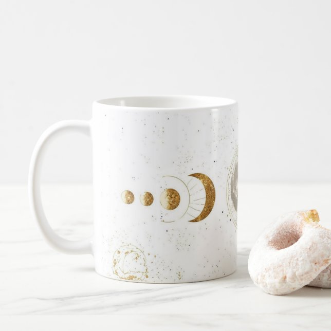 Celestial Astrology Pattern | Personalized Zodiac  Coffee Mug (With Donut)