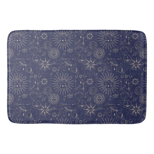 Celestial Astronomy Navy Pattern  Bath Mat (Front)