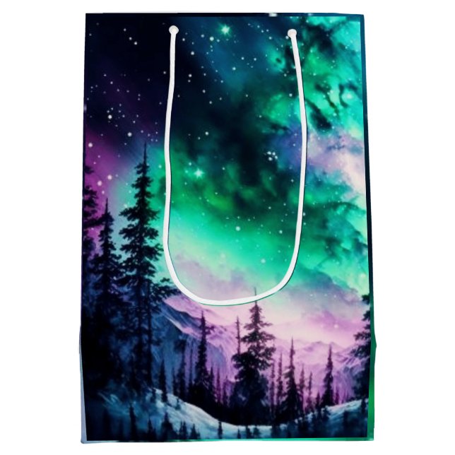 Celestial Aurora Borealis Northern Lights Vivid  Medium Gift Bag (Back)