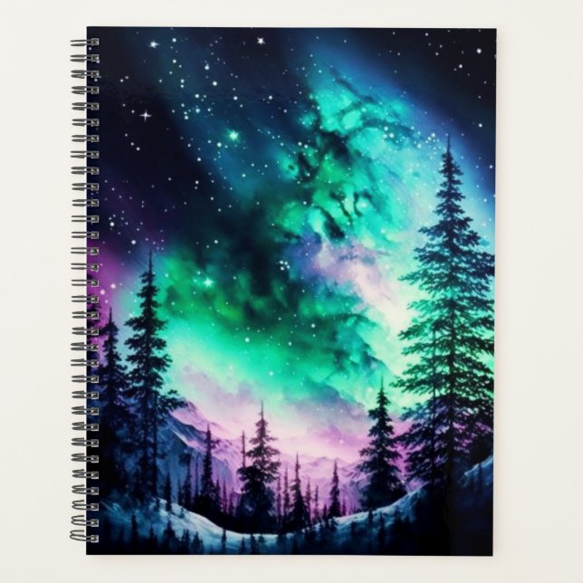 Celestial Aurora Borealis Northern Lights Vivid  Planner (Front)