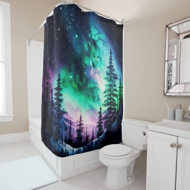 Celestial Aurora Borealis Northern Lights Vivid  Shower Curtain (In Situ)
