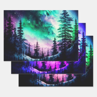 Celestial Aurora Borealis Northern Lights Vivid Wrapping Paper Sheet