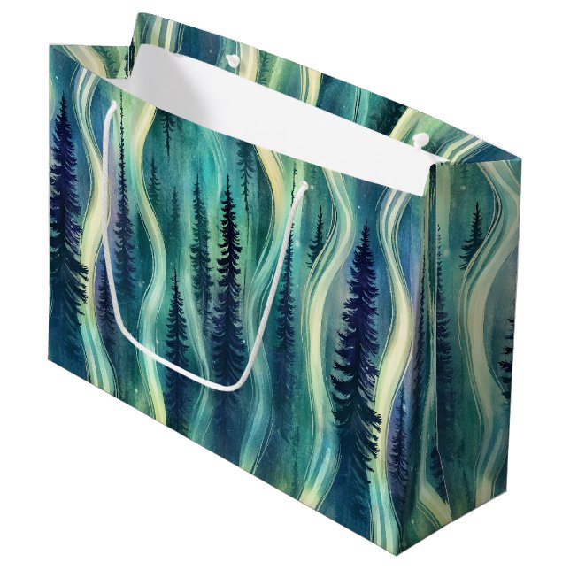 Celestial Aurora Night Pattern Large Gift Bag (Front Angled)