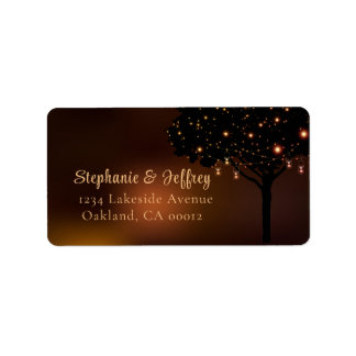 Celestial Autumn Night String Light Wedding Label