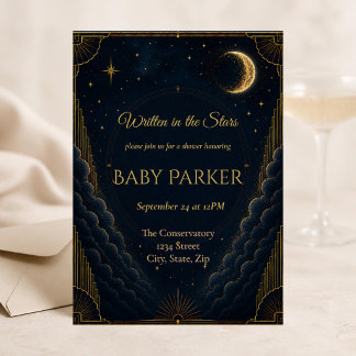 Celestial Baby Shower Invitation | Navy Blue