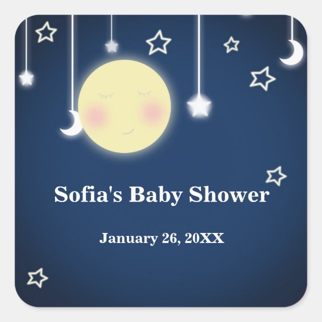 Celestial Baby Shower Party Moon Stars Stickers (Front)