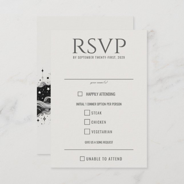 Celestial Band Food Choices RSVP Card (Front/Back)