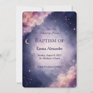 Celestial Baptism Invitation Watercolor Galaxy