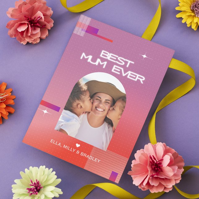 Celestial BEST MUM EVER Mother's Day Photo Holiday Card (Creator Uploaded)