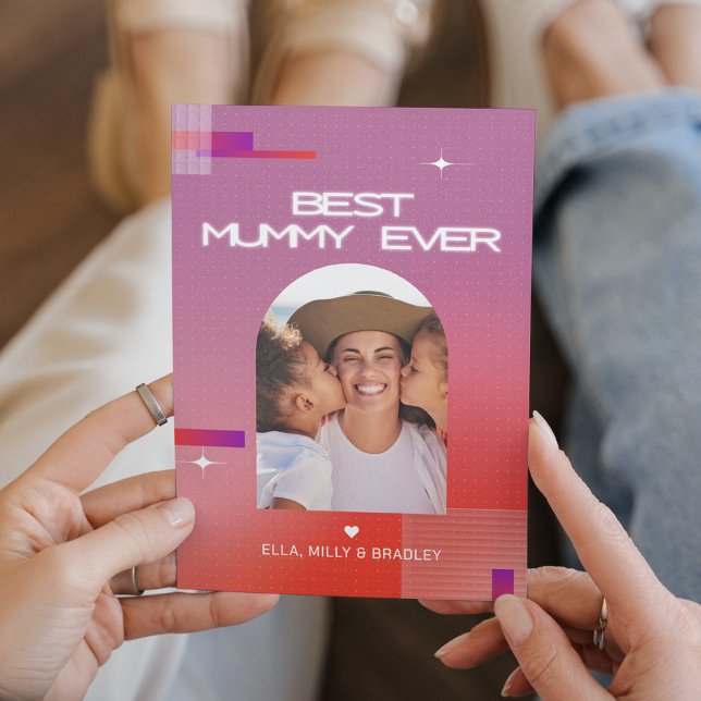 Celestial BEST MUMMY EVER Mother's Day Photo Holiday Card (Creator Uploaded)