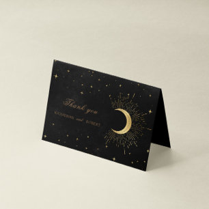Celestial Black And Gold Stars Thank You Card