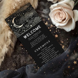 Celestial Black and Gold Wedding Programs Programme<br><div class="desc">Celestial black wedding programs with the ceremony and wedding party information for guests</div>