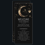 Celestial Black and Gold Wedding Programs Programme<br><div class="desc">Celestial black wedding programs with the ceremony and wedding party information for guests</div>