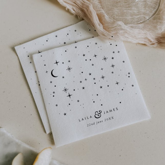 Celestial Black and White Wedding Napkin (Zazzle Celestial Black and White Wedding Napkins)