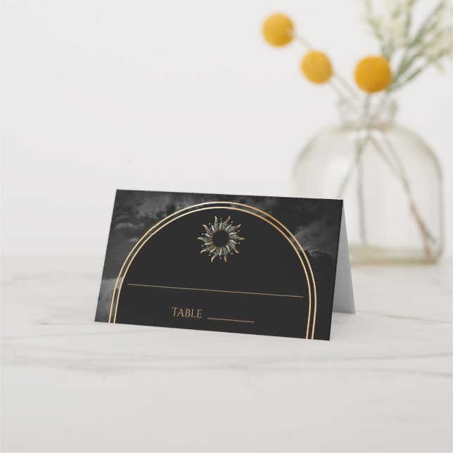 Celestial Black Arch Galaxy Place Card (Front)