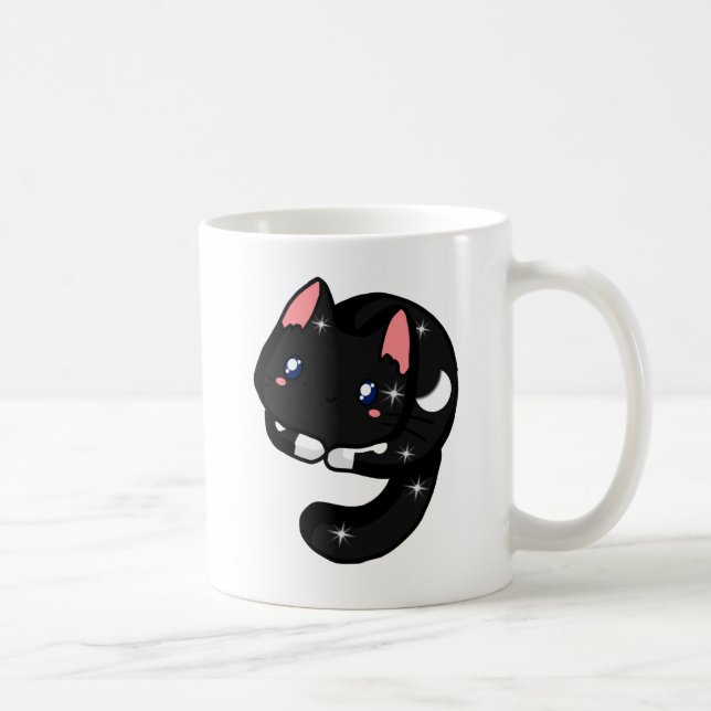 Celestial Black Cat For Cat and Star Lovers Coffee Mug (Right)