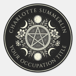 Celestial Black Classic Round Sticker