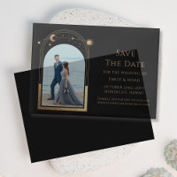 Celestial Black Gold Arch Photo Wedding