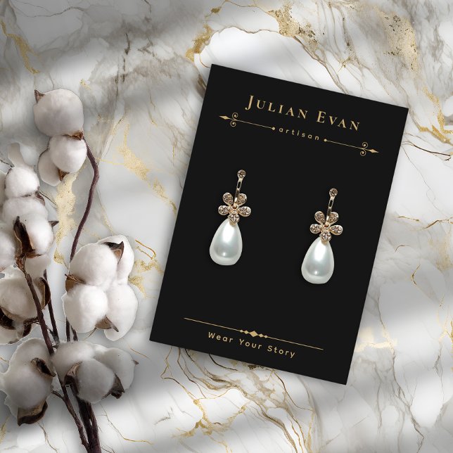 Celestial Black Gold Jewellery Earring Display Business Card (Celestial Black Gold Jewelry Earring Display Business Card)