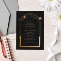 Celestial Black Gold Sun Moon Astronomy Wedding