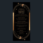 Celestial Black Gold Sun Moon Stars 30th Birthday  Poster<br><div class="desc">Celestial Black Gold Sun Moon Stars 30th Birthday Menu Cards features a golden sun,  moon and stars on a black background with your menu details in the centre in modern gold calligraphy script. Personalise by editing the text in the text boxes provided. Designed for you by Evco Studio www.zazzle.com/store/evcostudio</div>