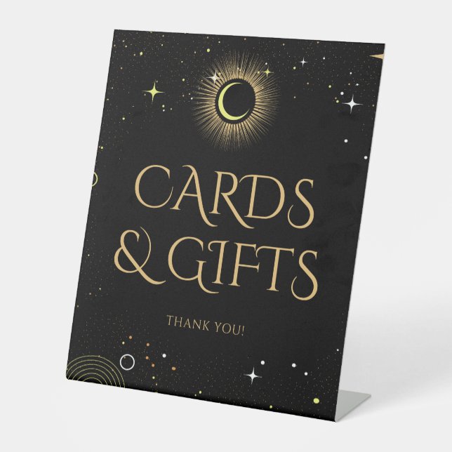 Celestial Black Mystical Gifts Cards Sign Wedding (Front)