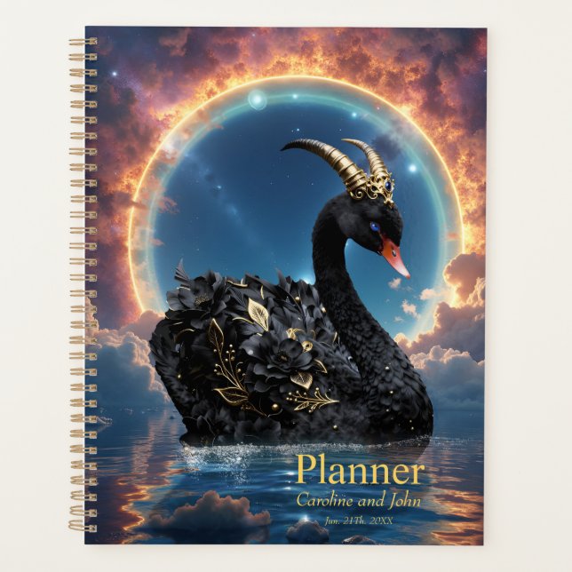 Celestial Black Swan Guardian of the Moonfire Veil Planner (Front)