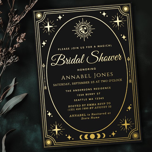 Celestial Black Tarot Card Bridal Shower Invite (Creator Uploaded)