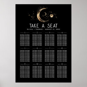 Celestial Black Wedding Seating Chart