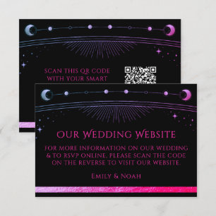Celestial Black Wedding Website RSVP QR Code Enclosure Card