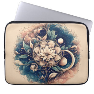 "Celestial Bloom – Mystic Floral Moon Art" Laptop Sleeve