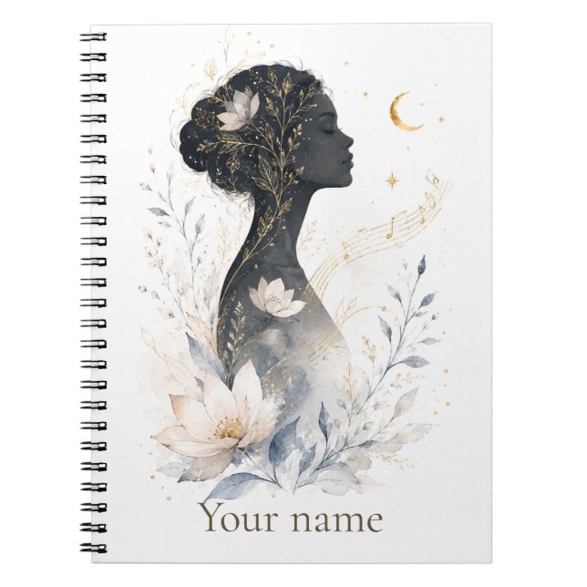 Celestial Bloom Personalised Floral Notebook (Front)