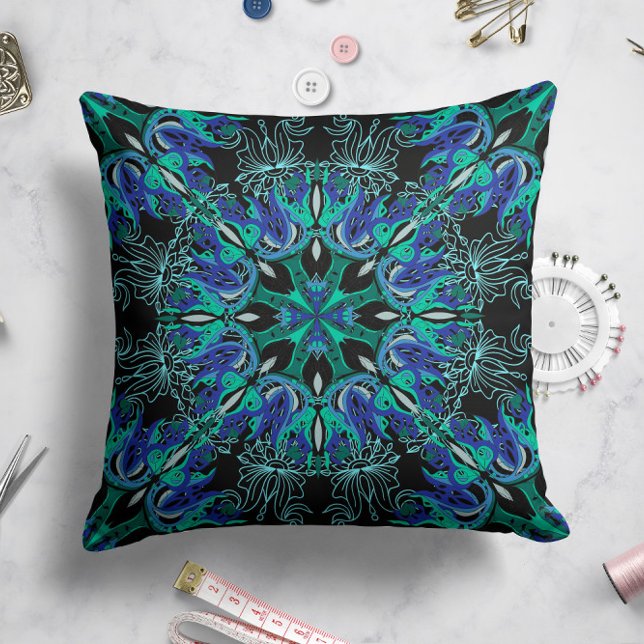 Celestial Bloom Pillow in Black (Creator Uploaded)
