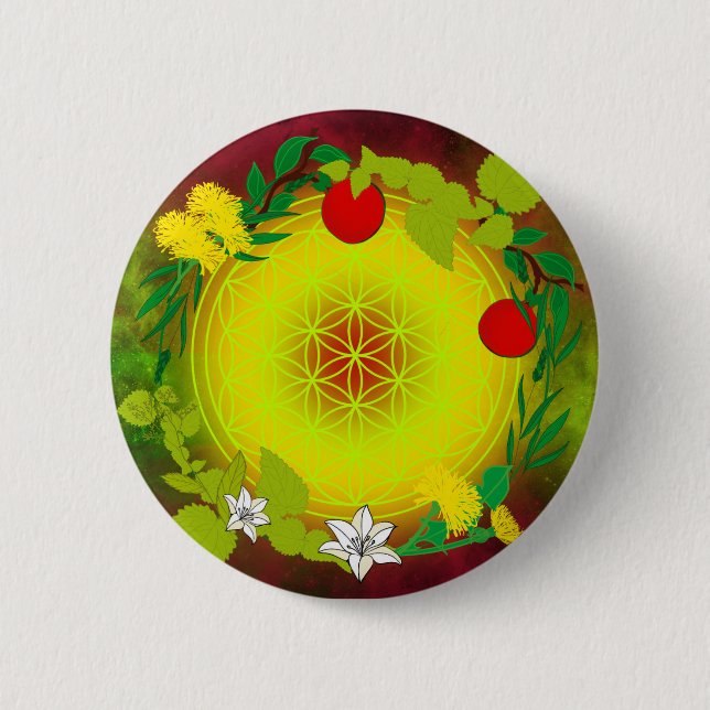 Celestial Bloom – Sacred Geometry 6 Cm Round Badge (Front)