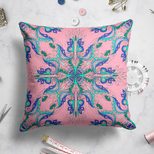 Celestial Bloom Star Pillow in Pastel Pink