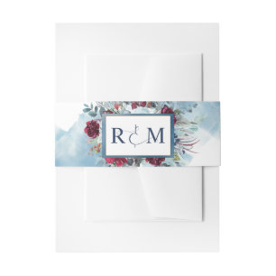 Celestial Blooms, Monogram with Initials Wedding Invitation Belly Band