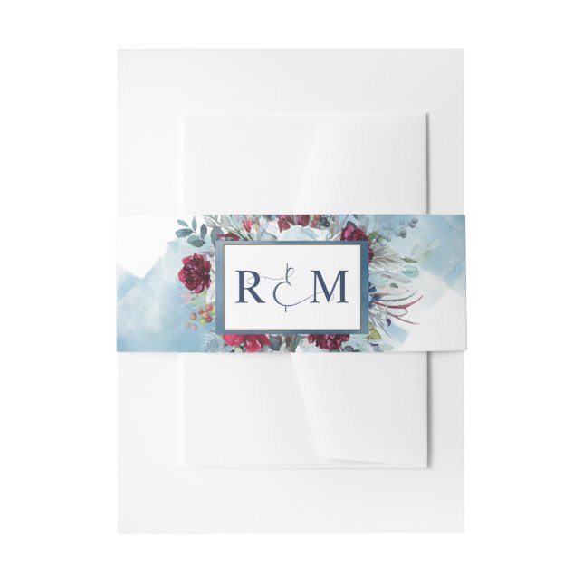 Celestial Blooms, Monogram with Initials Wedding Invitation Belly Band (Front Example)