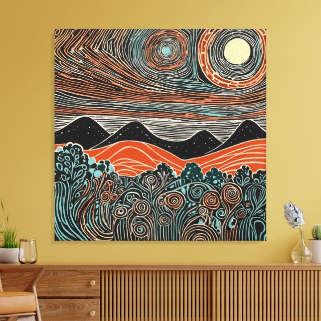 Celestial Bloomscape Canvas Print (Insitu(LivingRoom))