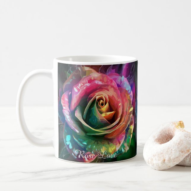  Celestial Blossom: Alien Rose Classic Mug, 325 ml Coffee Mug (With Donut)