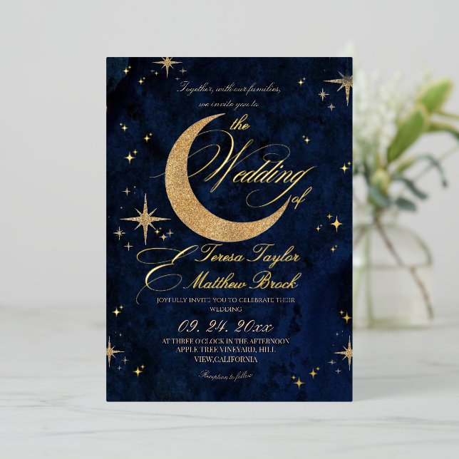 Celestial Blue and Gold Foil Wedding  (Standing Front)