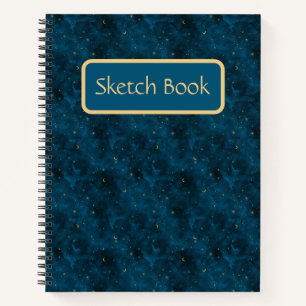 Celestial Blue and Gold Starry Night Sketch Book