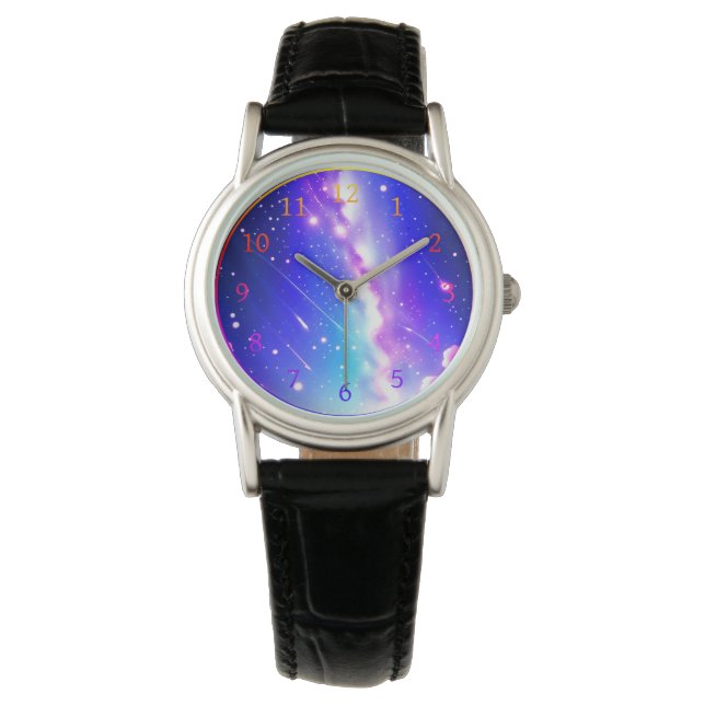 Celestial Blue and Pink Galaxy Watch (Front)