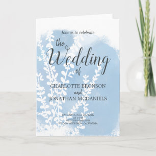 Celestial Blue Botanical Watercolor Wash Wedding Invitation