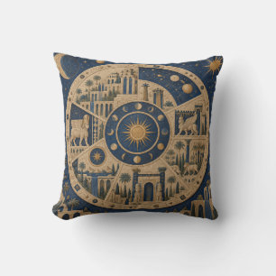 Celestial Blue Circular Palace Medallion Cushion