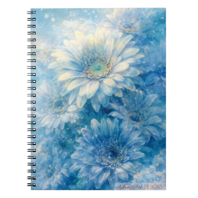 Celestial Blue Daisies Dreamscape Floral Notebook (Front)
