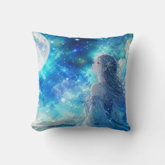 Celestial Blue Dreams Throw Pillow