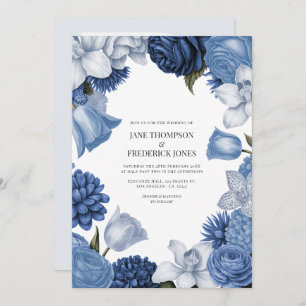 Celestial Blue, Frosted Indigo & Silver Pebble Invitation