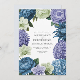 Celestial Blue, Frosted Indigo & Silver Pebble Invitation