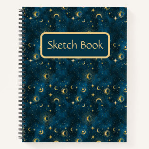 Celestial Blue & Gold Starry Night Sketch Book