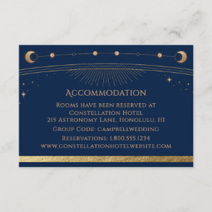 Celestial Blue Gold Sun Moon Stars Accommodation Enclosure Card